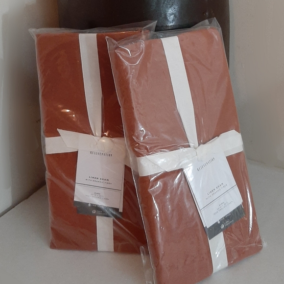 Rejuvenation EURO 100% Organic Linen shams Terracotta - Picture 11 of 11